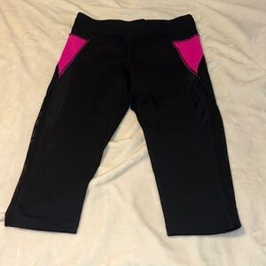 Black Capri Leggings with Hot Pink Accents